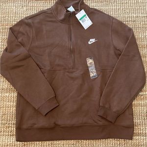 Nike Sportswear Club Brushed-Back 1/2 Zip Pullover Brown Mens XL DD4732-011